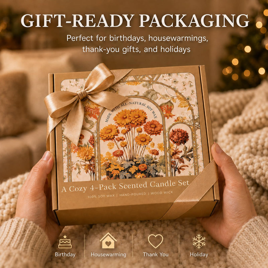 4 Pack Scented Candle Set with Wooden Wick B655359