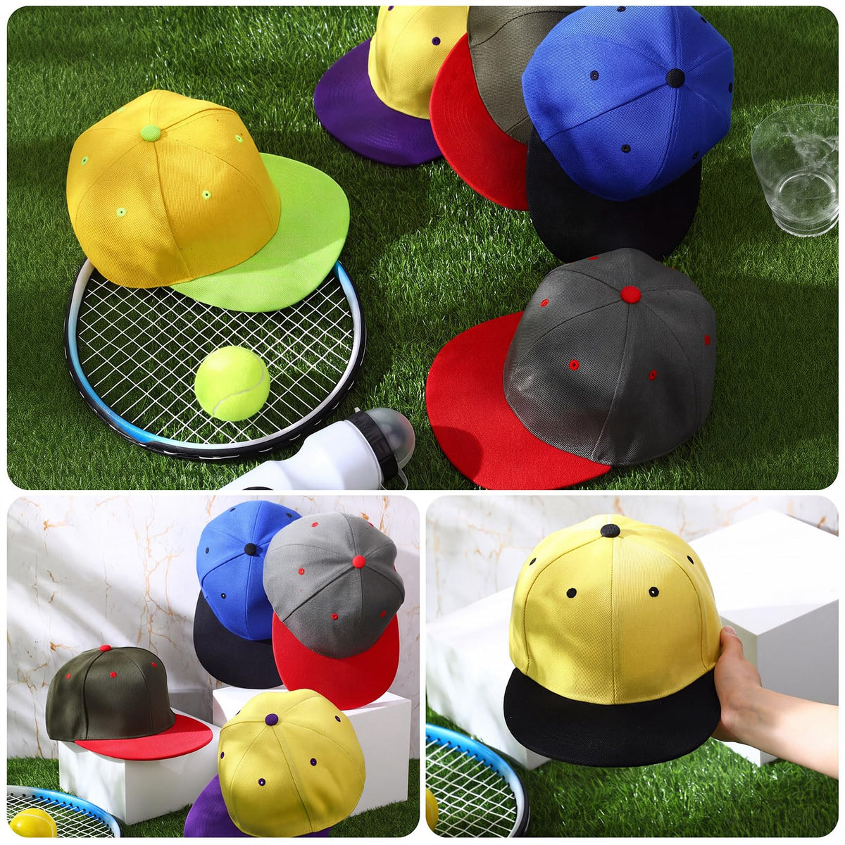 30 Pcs Flat Bill Snapback Hats Bulk Adjustable J48067