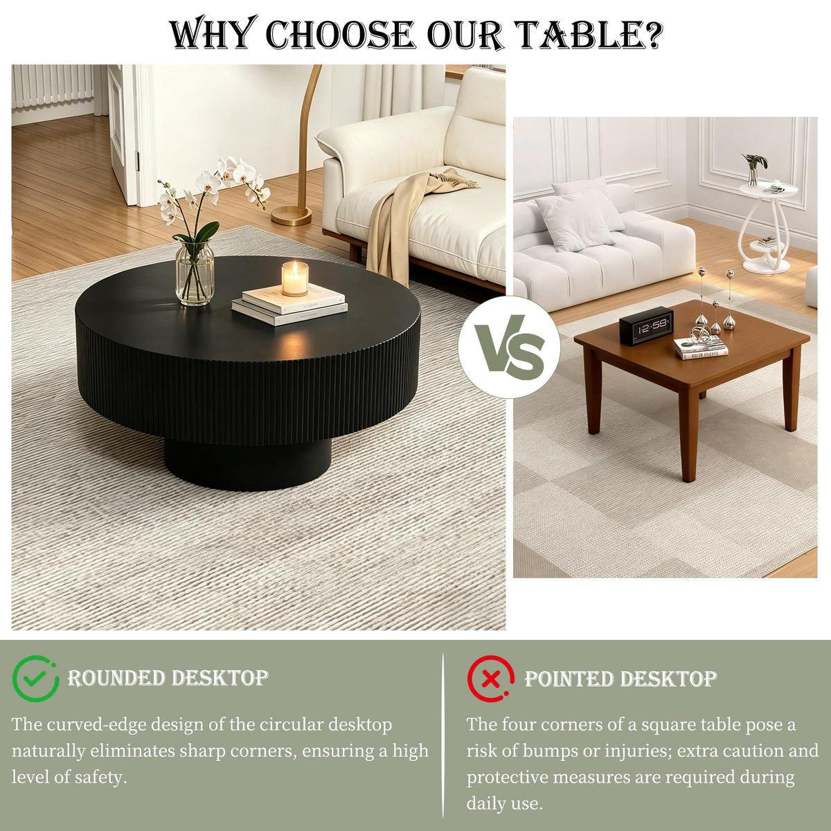 Black Round Pedestal Coffee Table W69123