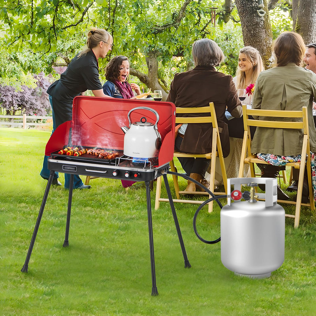2-Burner Camping Stove with Removable Leg Stand I5020