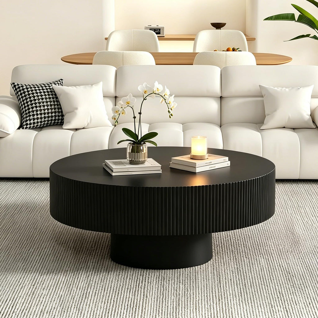 Black Round Pedestal Coffee Table W69123