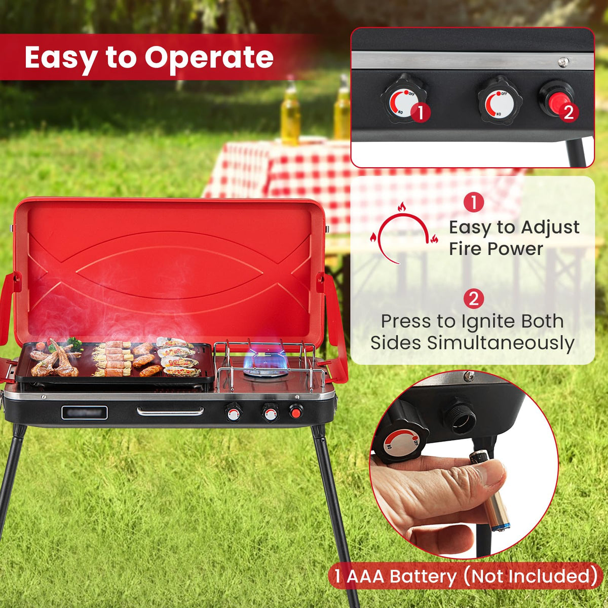 2-Burner Camping Stove with Removable Leg Stand I5020