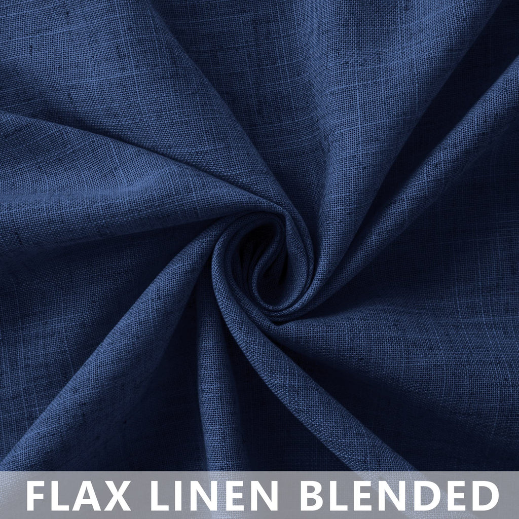 Navy Blue Linen Curtains 96 Inches Long Rod Pocket Semi Sheer Cotton Canvas L1229