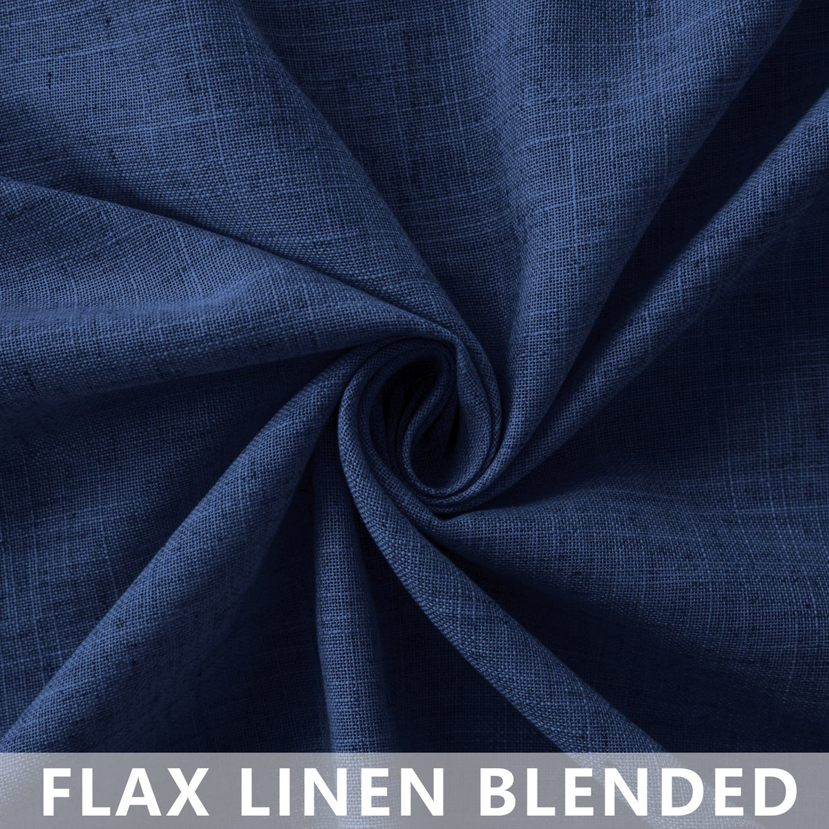Navy Blue Linen Curtains 96 Inches Long Rod Pocket Semi Sheer Cotton Canvas L1229
