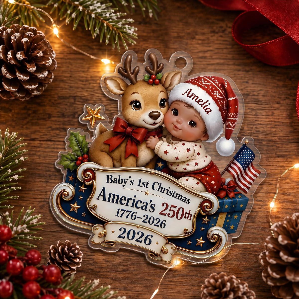 Personalized Baby's 1st Christmas Ornament 2026 J23077
