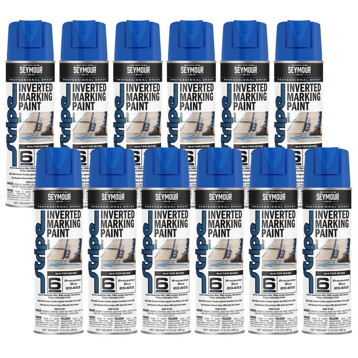 Precaution Blue Inverted Ground Marking Paint, 17 oz (Pack of 12) N113505