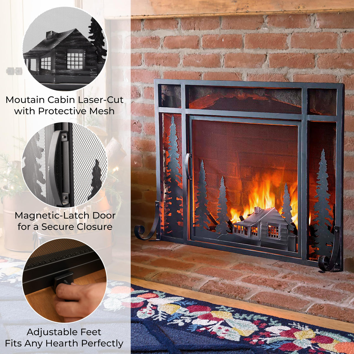 Black Metal Fireplace Screen U26227