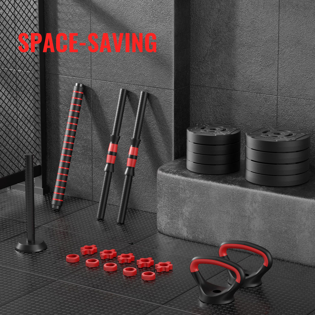 Adjustable 40/60LBS Dumbbell Barbell Kettlebell Set I727