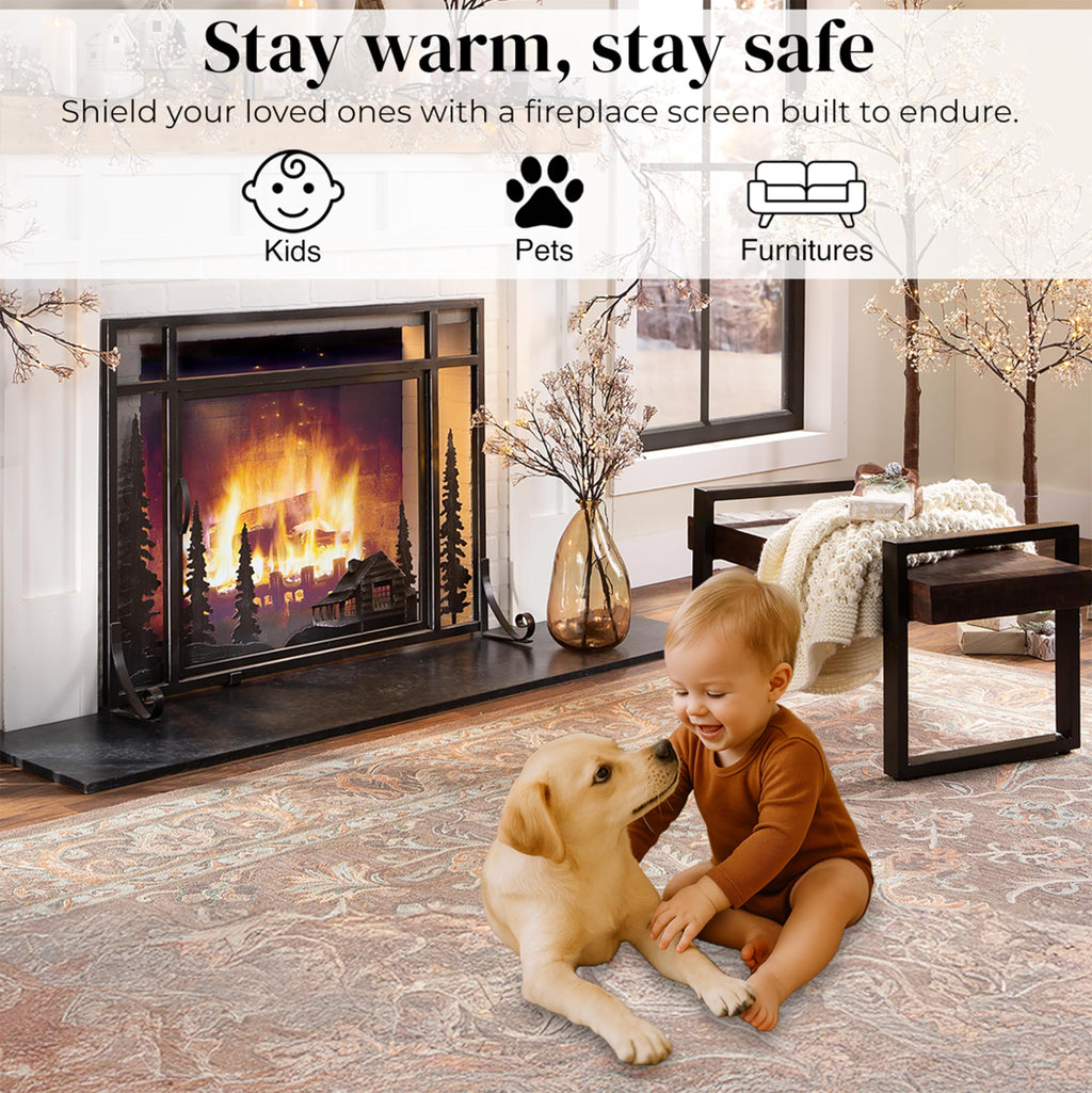 Black Metal Fireplace Screen U26227