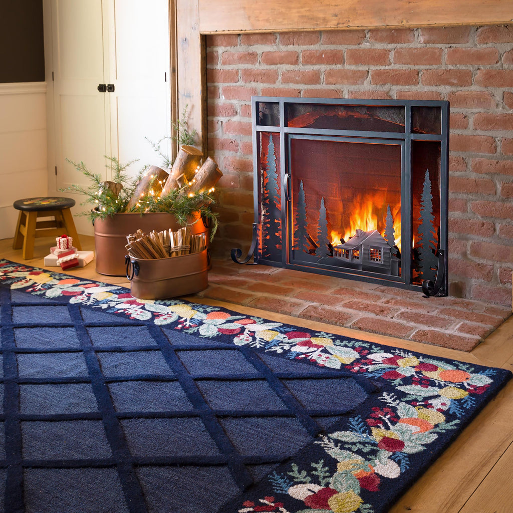 Black Metal Fireplace Screen U26227