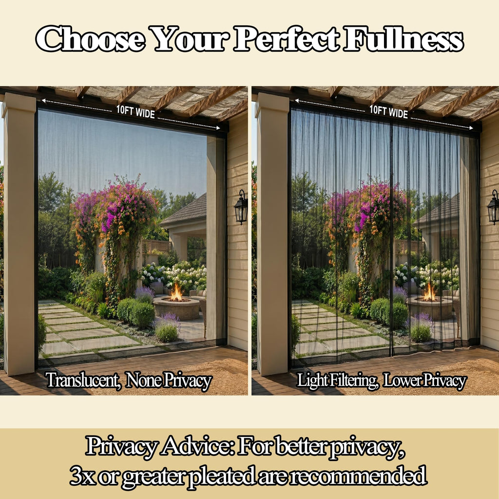 Black Mesh Mosquito Netting Curtains, 2 Panels R1529