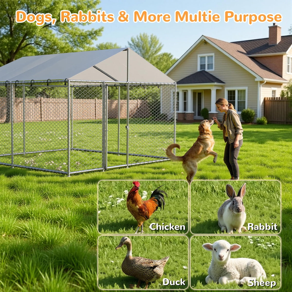 10x10 ft Heavy Duty Outdoor Dog Kennel C9220