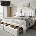 Queen Bed Frame with Storage Headboard and 4 Drawers C783