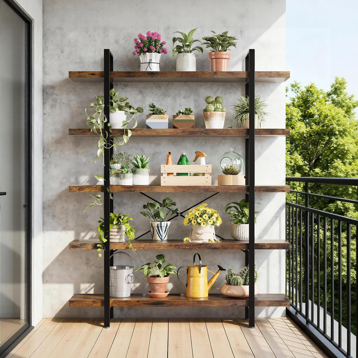 5 Tier 70" H Wood Bookshelf W4230