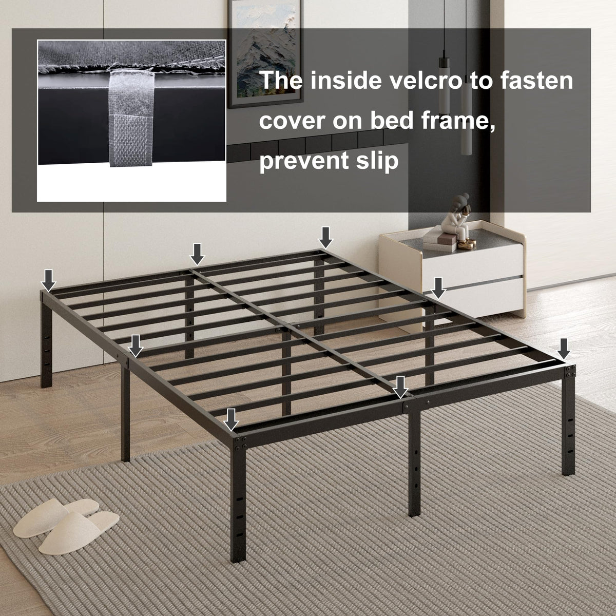 18 Inch Queen Size Metal Bed Frame Y7530
