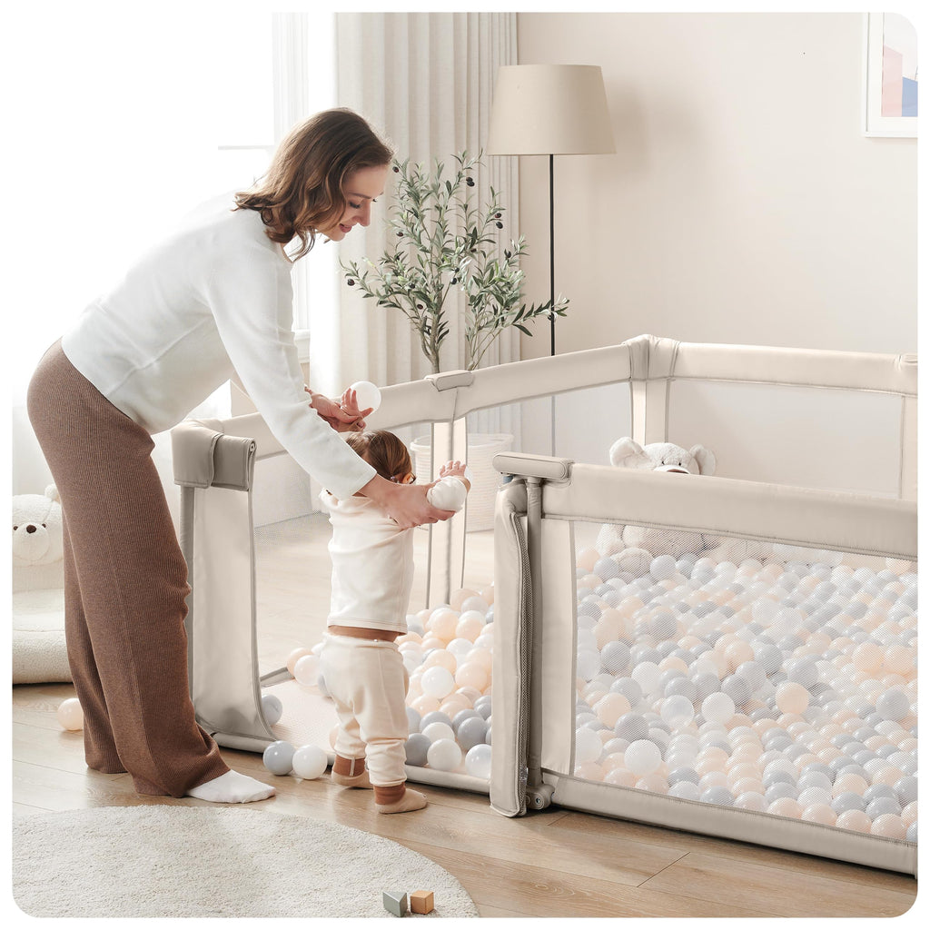 Light Khaki Foldable Baby Playpen Z734024